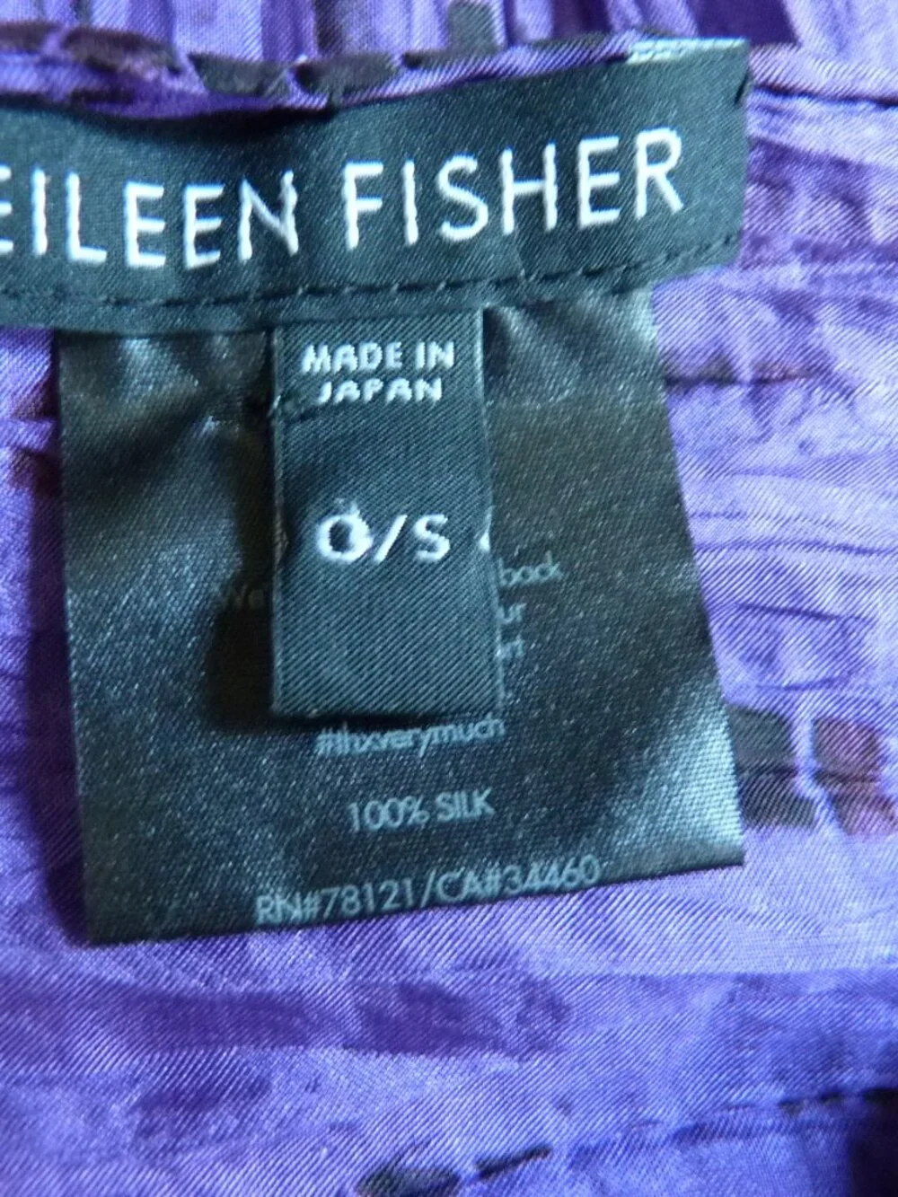 Eileen Fisher purple crinkle silk scarf